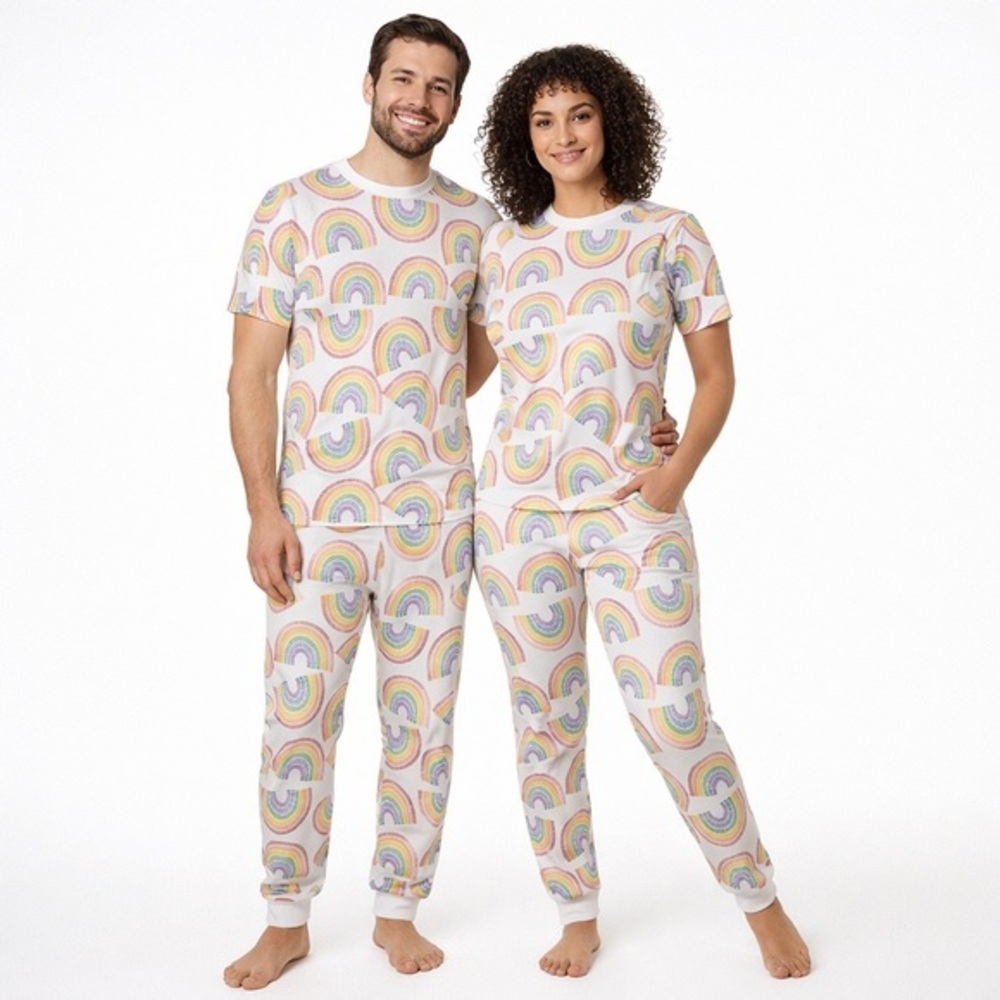 CARTER'S Adult Rainbow Snug Fit Top Short Sleeve and Pant Pajama 2 Piece Set NWT